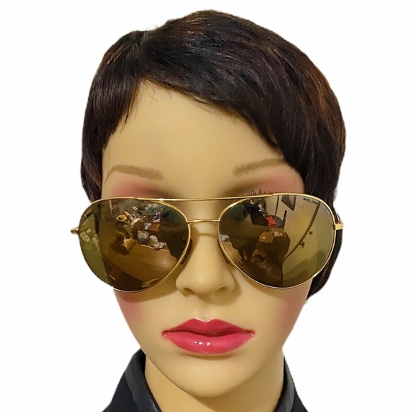 Police unisex S8991 aviator gold sunglasses display picture 3